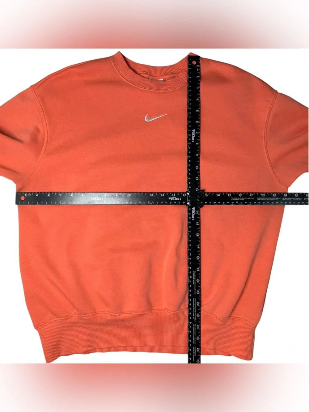 Nike Orange Embroidered Swoosh Crewneck Sweatshirt S